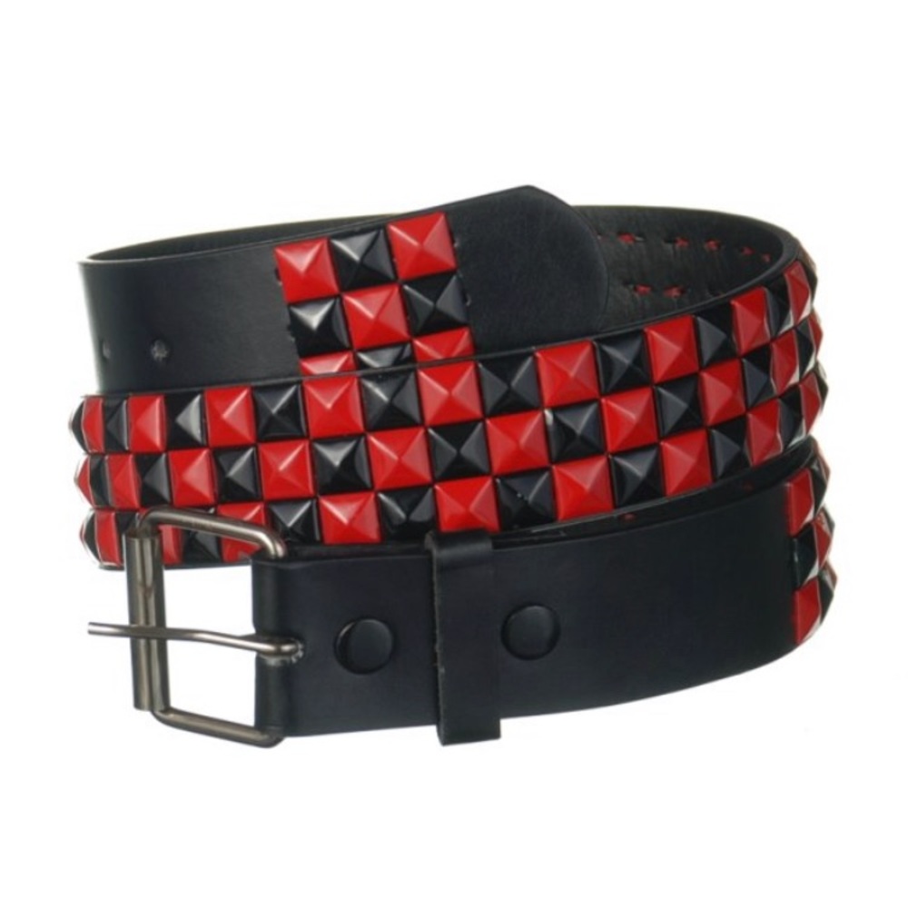 Red and black checkerboard belt